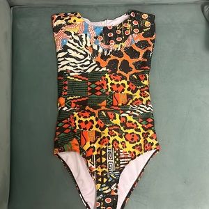 Averie Wilde Print on Black | Harlow Zip Up One Piece Bathing Suit